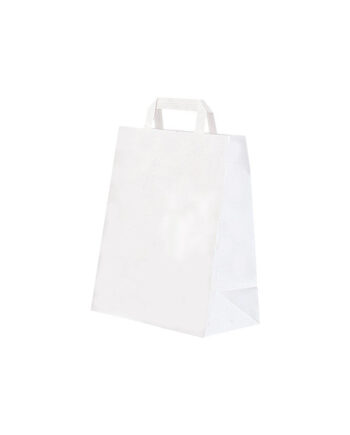 Sac cabas papier kraft blanc avec poignés plates 20 x 10 x 28 cm