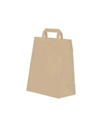 Sac cabas papier kraft brun avec poignées plates 22 x 10 x 28 cm