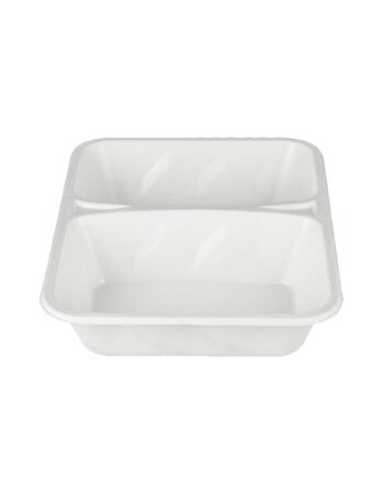 Barquette 2 compartiments en pulpe de canne à sucre