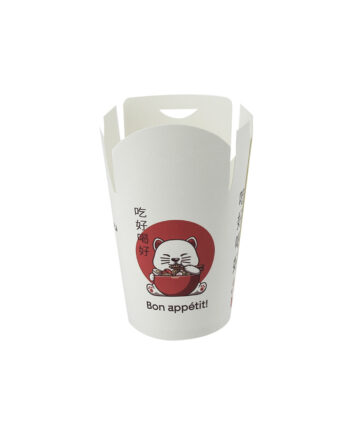 Boîte ramen carton blanc décor rouge Asie 460 ml