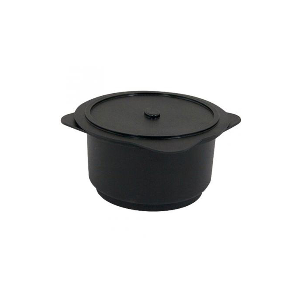 Verrine Cocotte ovale PP noire 300 ml avec couvercle