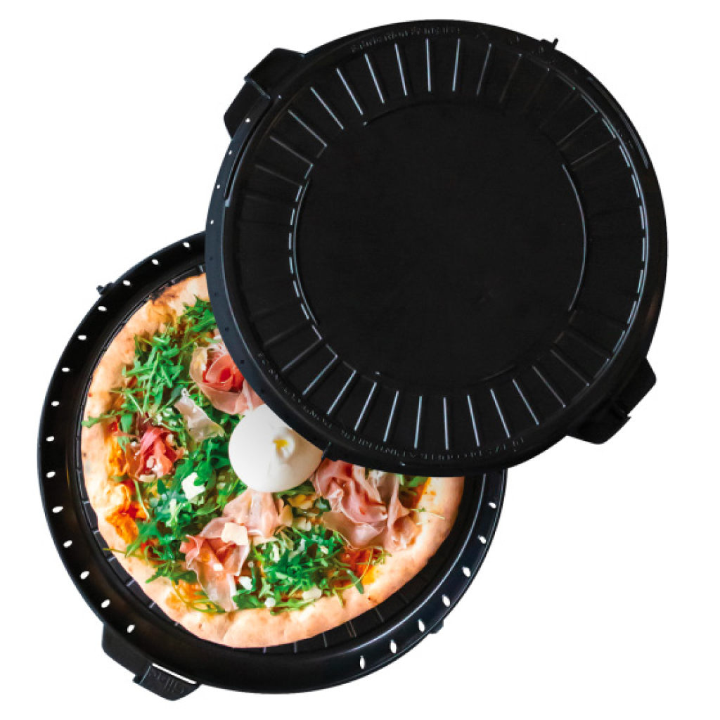 Boîtes pizza réemployables noires D39 PEHD