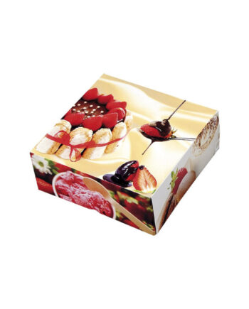 Boîte pâtissière carrée décor Charlotte 200 x 200 x 80 mm