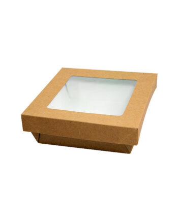 Boîte pâtissière Uni Brown carton kraft brun couché PE avec couvercle 1000 ml