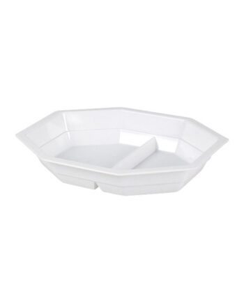 Barquette octogonale PP blanche 2 compartiments