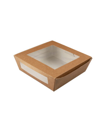 Saladier Vizu Brown carton kraft brun avec 2 fenêtres 900 ml