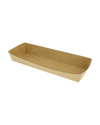 Barquette hot dog rectangulaire carton kraft brun ingraissable