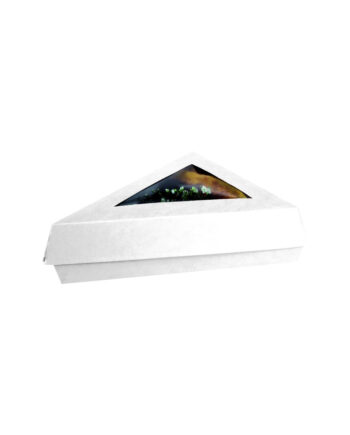 Boîte pizza triangle carton kraft blanc avec fenêtre 170 x 170 x 130 mm