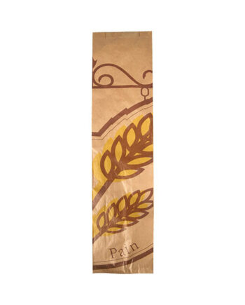 Sac 2 baguettes papier kraft brun décor passe-partout 140 x 60 x 560 mm