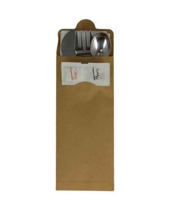 Kit couverts inox 6/1 (couteau, fourchette, cuillère, serviette, sel, poivre)